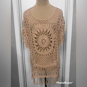 Say What? Blush Pink Boho Crochet Top - Women size medium